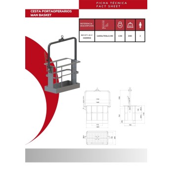 Iron suspended man basket for tower cranes for 2 people