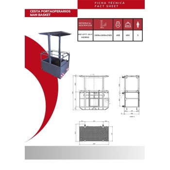 Iron suspended man basket for tower cranes for 3 people