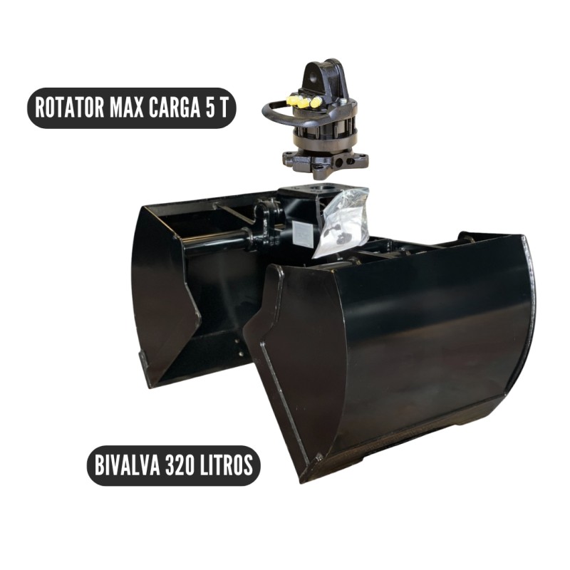 Bivalva de 320 litros + rotator y acople incluidos
