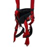 Harness with belt, lanyards, and carabiners