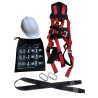 Kit completo seguridad Arnés, amarres, mosquetones y casco