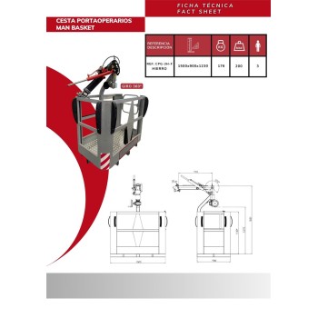 Rotating iron crane basket for 3 people 1500x900x1230 (L x W x H)