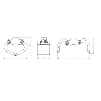 Hydraulic clamshell bucket - 150 Kg Aperture: 894 mm
