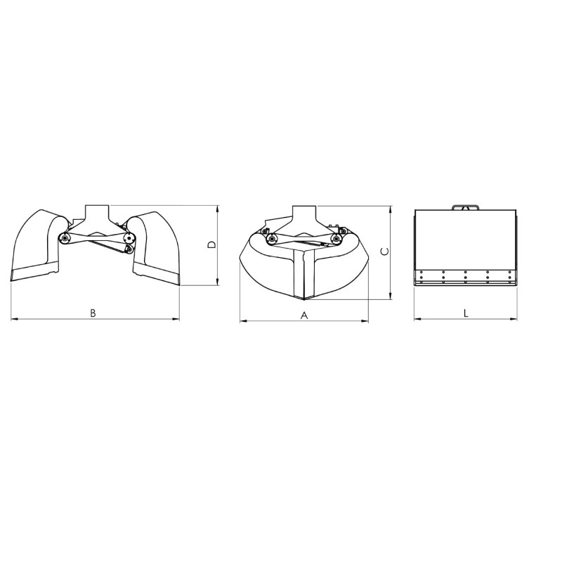 Hydraulic clamshell bucket - 3500 Kg Aperture: 1820 mm