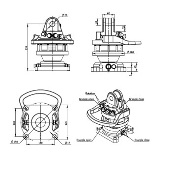 Rotator hidráulico 4 bridas